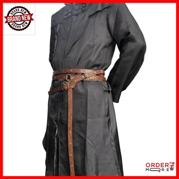 Vintage Adjustable Faux Leather Chain Belt, Medieval Thin Belt for Dresses - Picture 4 of 7